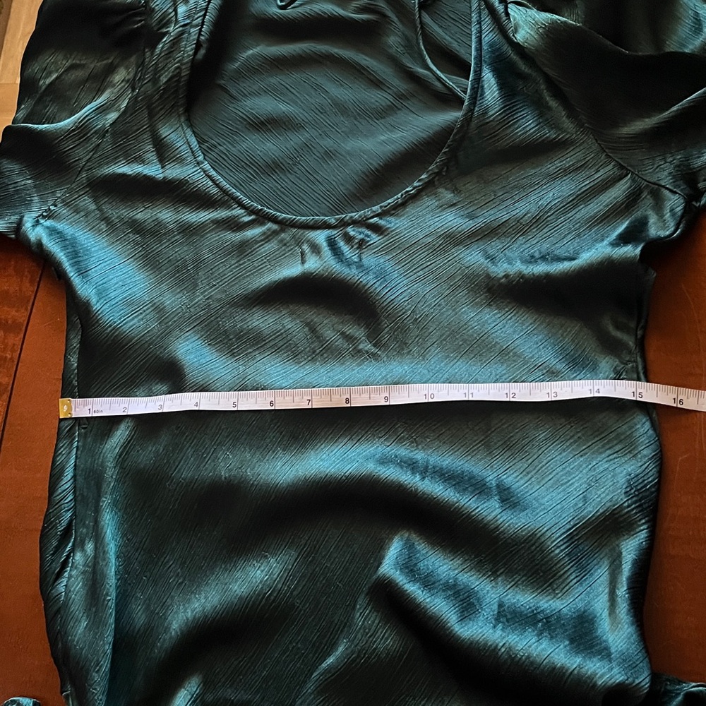 Anthropologie RAHI evening satin dress. Cowl neckline, long sleeves. Green. M - Picture 13 of 14